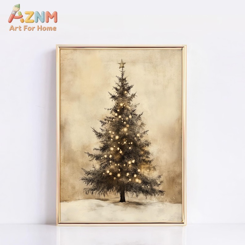 Lighting Tree Decor - Aged Vintage Christmas Tree Star Lights