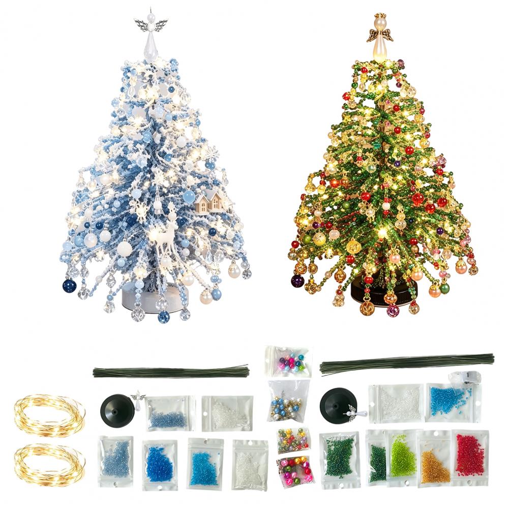 Lighting Tree Decor - 2 Pcs DIY Beaded Christmas Tree