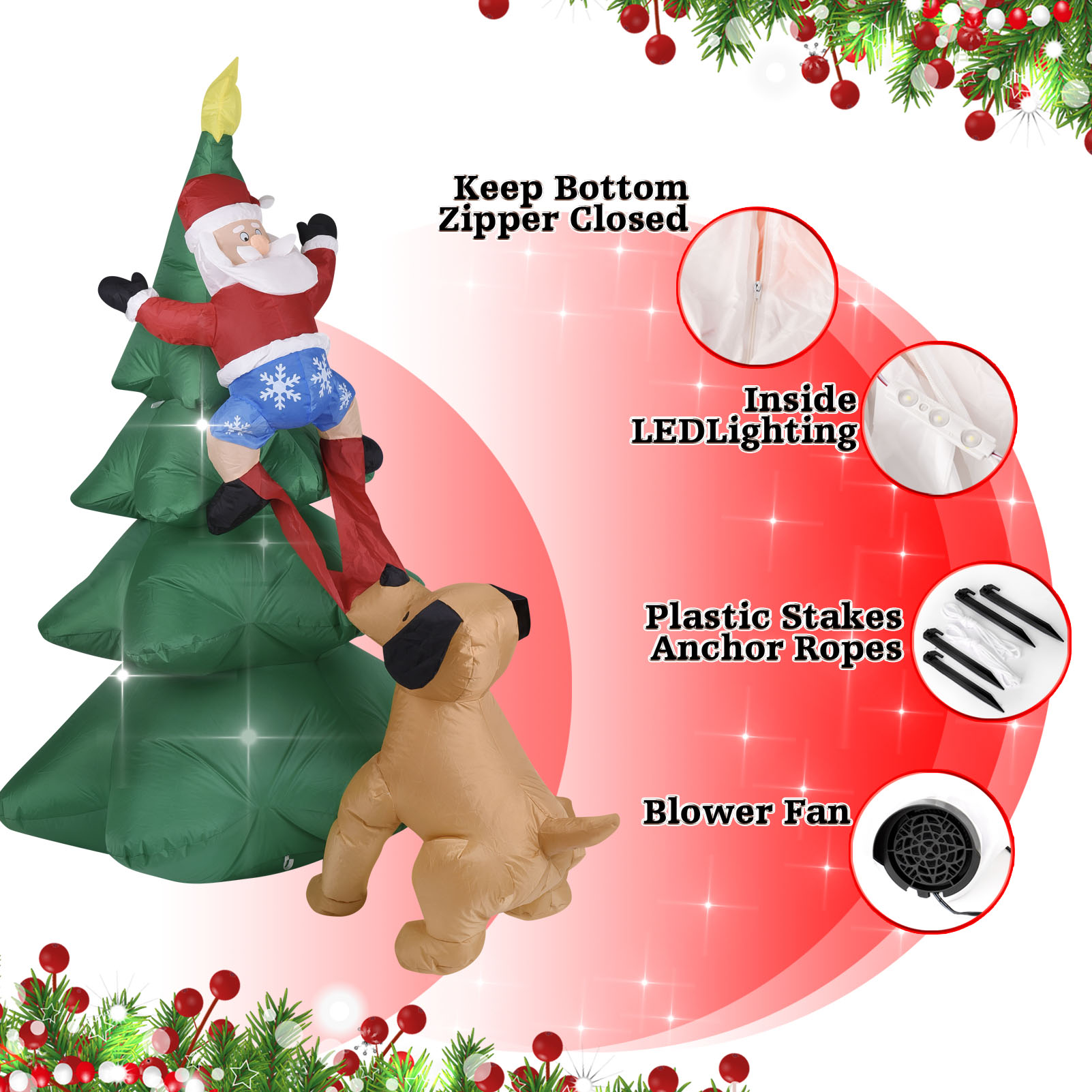 Christmas Inflatable Dog  w/Sa - Lighting Tree Decor recension och pris